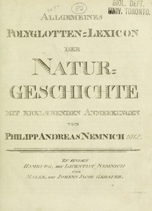 Allgemeines Polyglotten-Lexicon Der Naturgeschichte